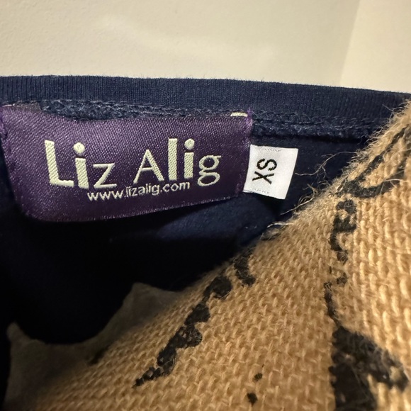 Navy and Gray Striped Women's Crew Neck Sweater - Picture 2 of 3